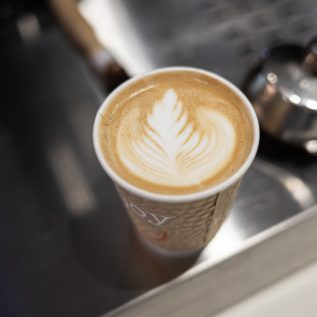 An image of latte art on a coffee